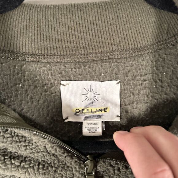 Offline Aerie Sweater Women's XS Green Fleece 1/4 Zip Pockets Polyester Pullover - Picture 4 of 9